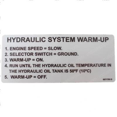 Picture of Decal - Hydr Sys Warm-Up Instr