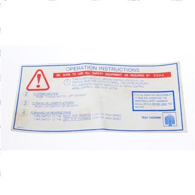 Picture of Decal - Operation Instructions