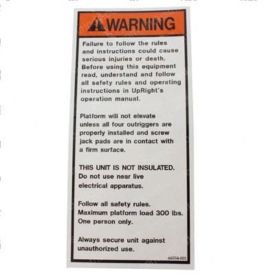 Picture of Decal - Warning Use