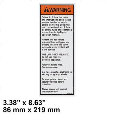 Picture of Decal - Warning Use Sintra