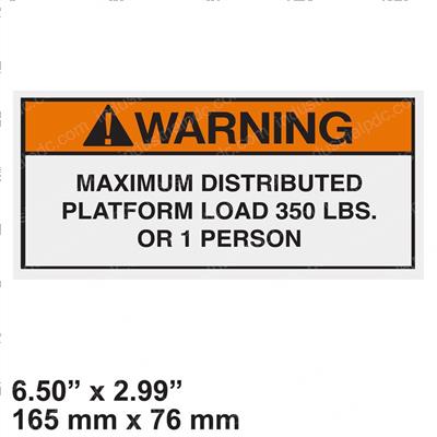 Picture of Decal - Warning Max 350 Lbs