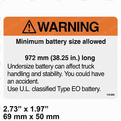 Picture of Warning Battery Size