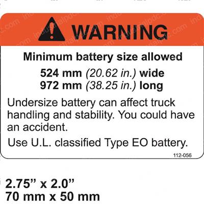 Picture of Warning Battery Size