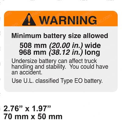 Picture of Decal - Warning Battery Size