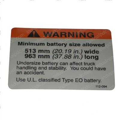 Picture of Warning Battery Size