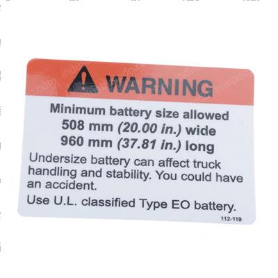 Picture of Decal - Warning Battery Size