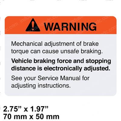 Picture of Warning Brake Adjustment
