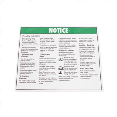 Picture of Decal Notice Oper Inst Plat Dc