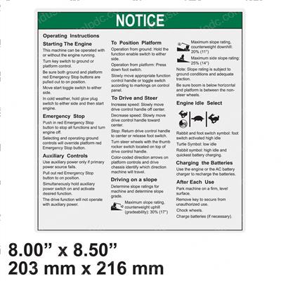Picture of Decal Notice Oper Inst Be