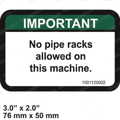 Picture of Decal-No Pipe Racks