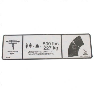 Picture of Decal - Max Cap 500lbs 227kg