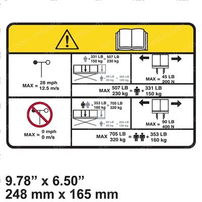 Picture of Decal - Capacity 705 Lb/320 K