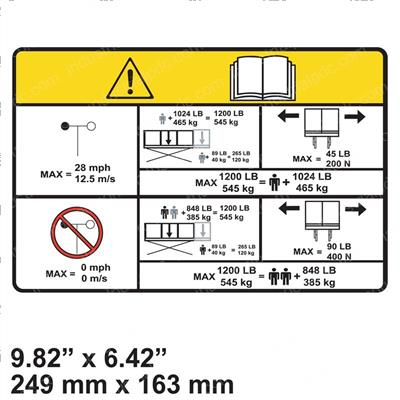 Picture of Decal - Cap. 1200 Lb/545 Kg