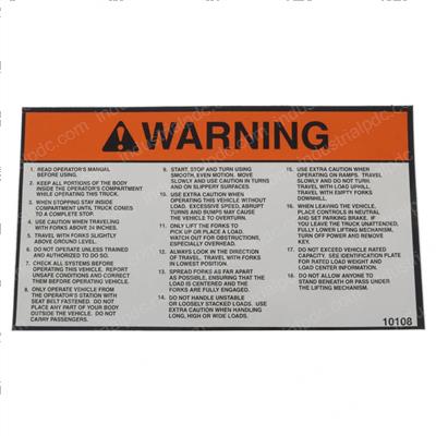Picture of Decal Warning