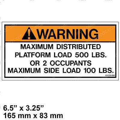 Picture of Decal - Max Load 500/2/100