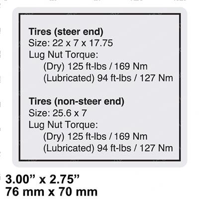 Picture of Decal - Tire Specs