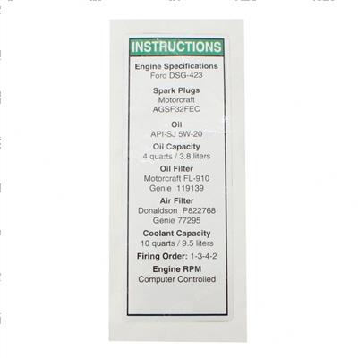 Picture of Decal Ford Engine Spec Dsg423