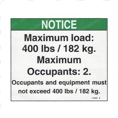 Picture of Decal Notice Max Cap 400 Lbs