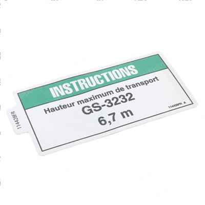 Picture of Decal Instuct Travel Height