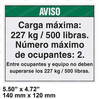 Picture of Decal - Notice Max Load 500 Lbs