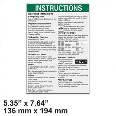 Picture of Decal - Operation Instr.