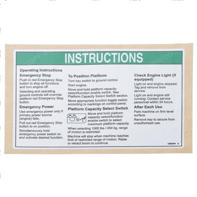Picture of Decal Operating Instructions S
