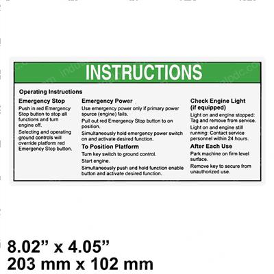 Picture of Decal Operating Instructions