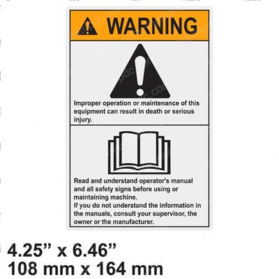 Picture of Decal - Warning Read Manual