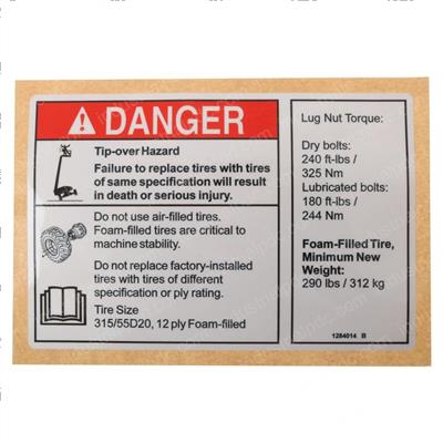 Picture of Decal,danger/Label,tire Specs