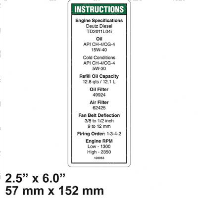 Picture of Decal-Engine Spec-Deutz-Td2011