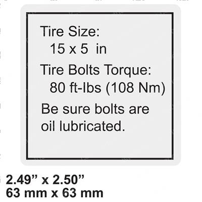 Picture of Decal - Tire Specs