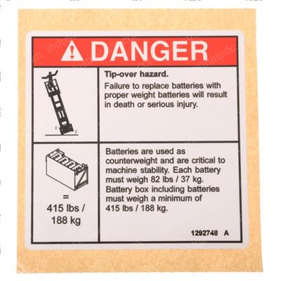 Picture of Decal,batt.tray/Weight