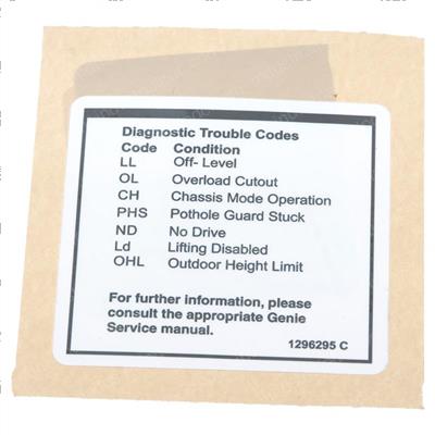 Picture of Decal,label,fault Codes