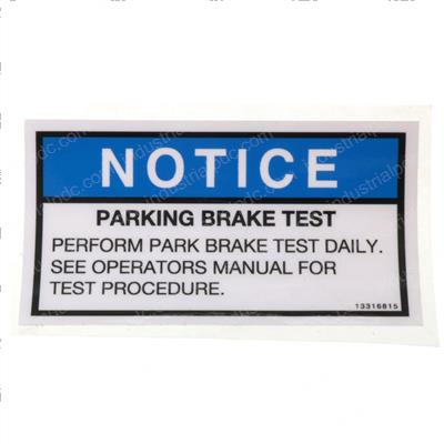 Picture of Label- Notice Park Brake Test