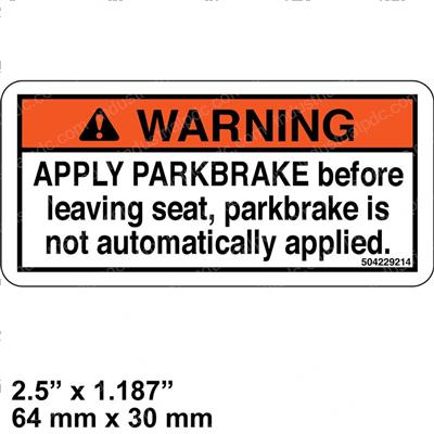 Picture of Decal - Park Brake Warning