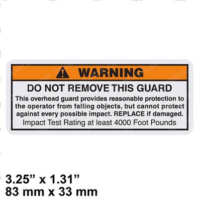 Picture of Plate - Overhead Guard Warning