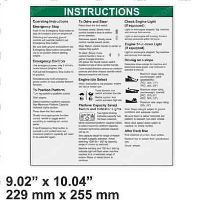 Picture of Decal - Instructions Operation