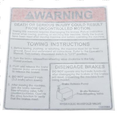 Picture of Decal Warning Tow Instructions