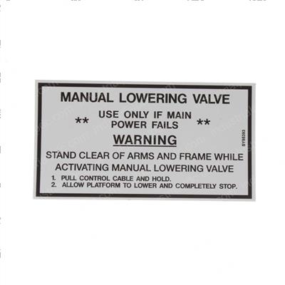 Picture of Decal Manual Lowering