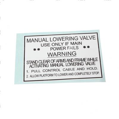 Picture of Decal Manual Lowering