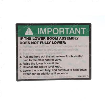 Picture of Decal Important-Manual Descent