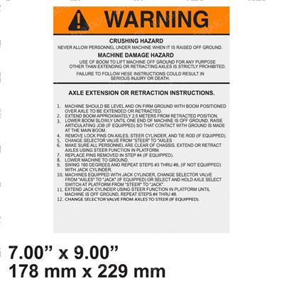 Picture of Decal - Warning (axle Ext/Ret)