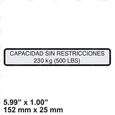 Picture of Decal - Unrstr. Cap 230kg (sp)