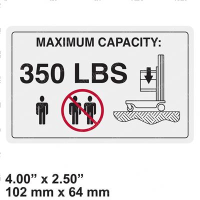 Picture of Decal - Max Capacity 350lbs