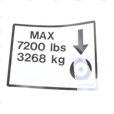 Picture of Decal - Max Tire Load 7200#