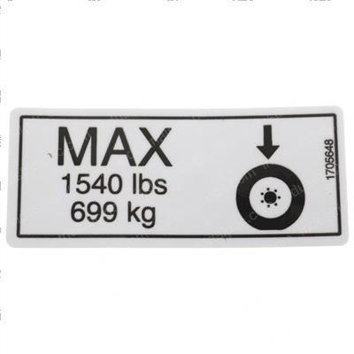 Picture of Decal - Tire Load (1540lb/699kg