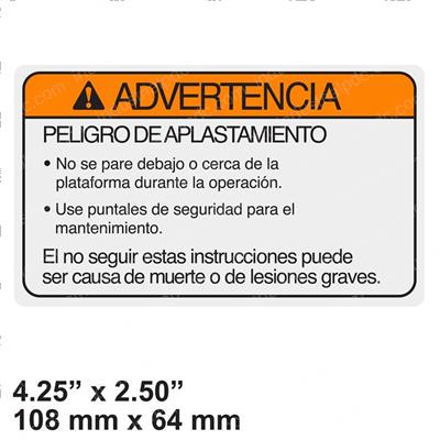 Picture of Decal - Warn. Crush Haz. (sp)