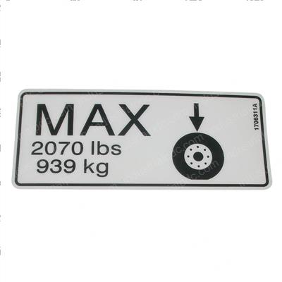 Picture of Decal - Tire Load(2070lb/939kg)