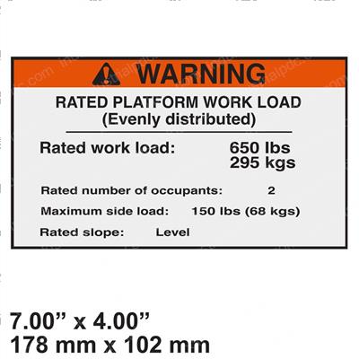 Picture of Decal - Rated Load 650lbs