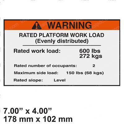 Picture of Decal - Rated Load 600lbs
